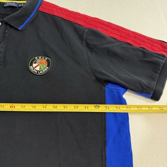 Polo Ralph Lauren Shirt 2XB Cookie Patch Rugby Style VTG Colorblock Black - Picture 6 of 8